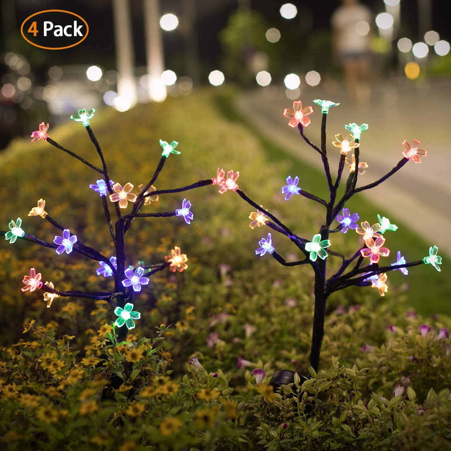 Solar Lights Outdoor Decorative Solar Garden Lights, 4 Pack Beautiful
