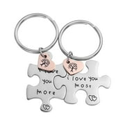 JNB/k0050/ Inspirational Engraved - I love you most,I love you more puzzle Keychain