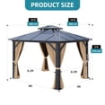 thumbnail image 2 of Dextrus 10' x 10' Hardtop Gazebo, Double Roof Polycarbonate Canopy, Outdoor Shelter with Mosquito Netting & Privacy Curtains, Heavy-Duty Metal Frame for Patio, Backyard, Deck and Lawn, Brown, 2 of 10