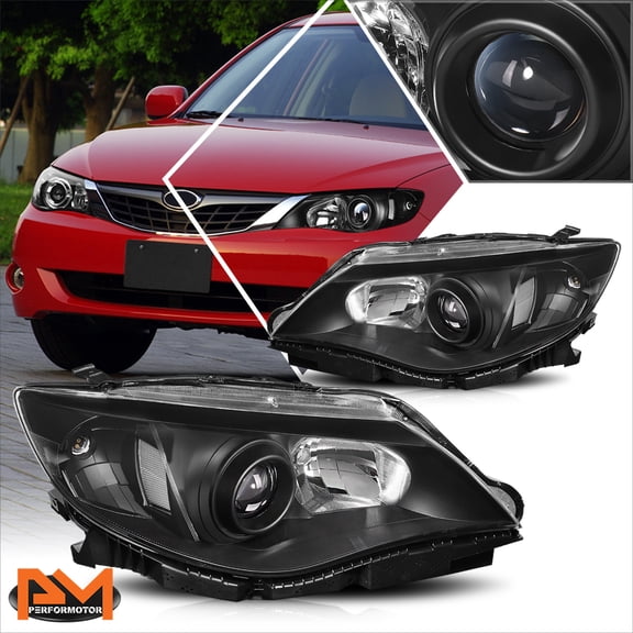 PM PERFORMOTOR for 08-11 Subaru Impreza OE Style Projector Headlight Black Housing Clear Corner