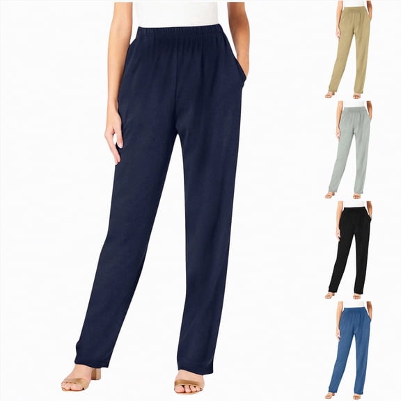 vigerkar Dress Pants Women Tummy Control Stretchy Work Pants Casual Hiking Jogger Pant Loose Fit Trousers with Pockets (Navy, XXL)