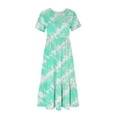 thumbnail image 4 of Sexlip Womens Maxi Dress Short Sleeve Tie Dye Design Light Fabric Flowy Silhouette for Outdoor Leisure Blue L, 4 of 5