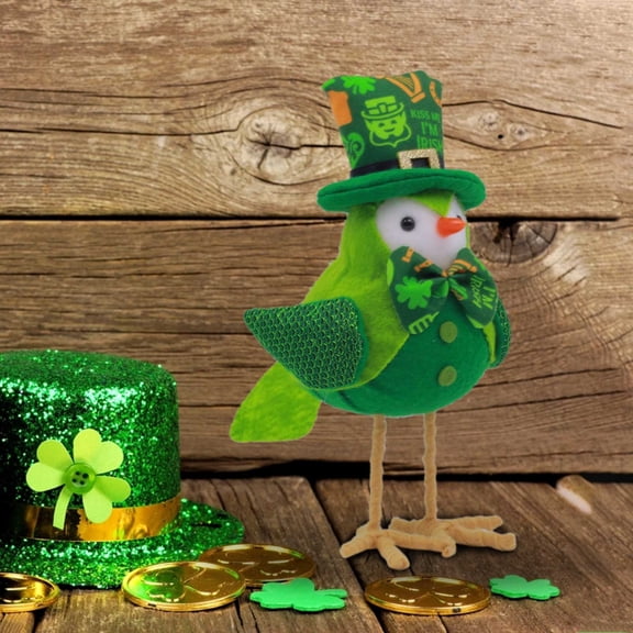 1pcs St. Patrick's Day Featherly Friends Birds - Table Decor and Figurines, St. Patrick’s Day Decorations, Farmhouse Style Bird Figurines for Indoor Display, Holiday Home Accents