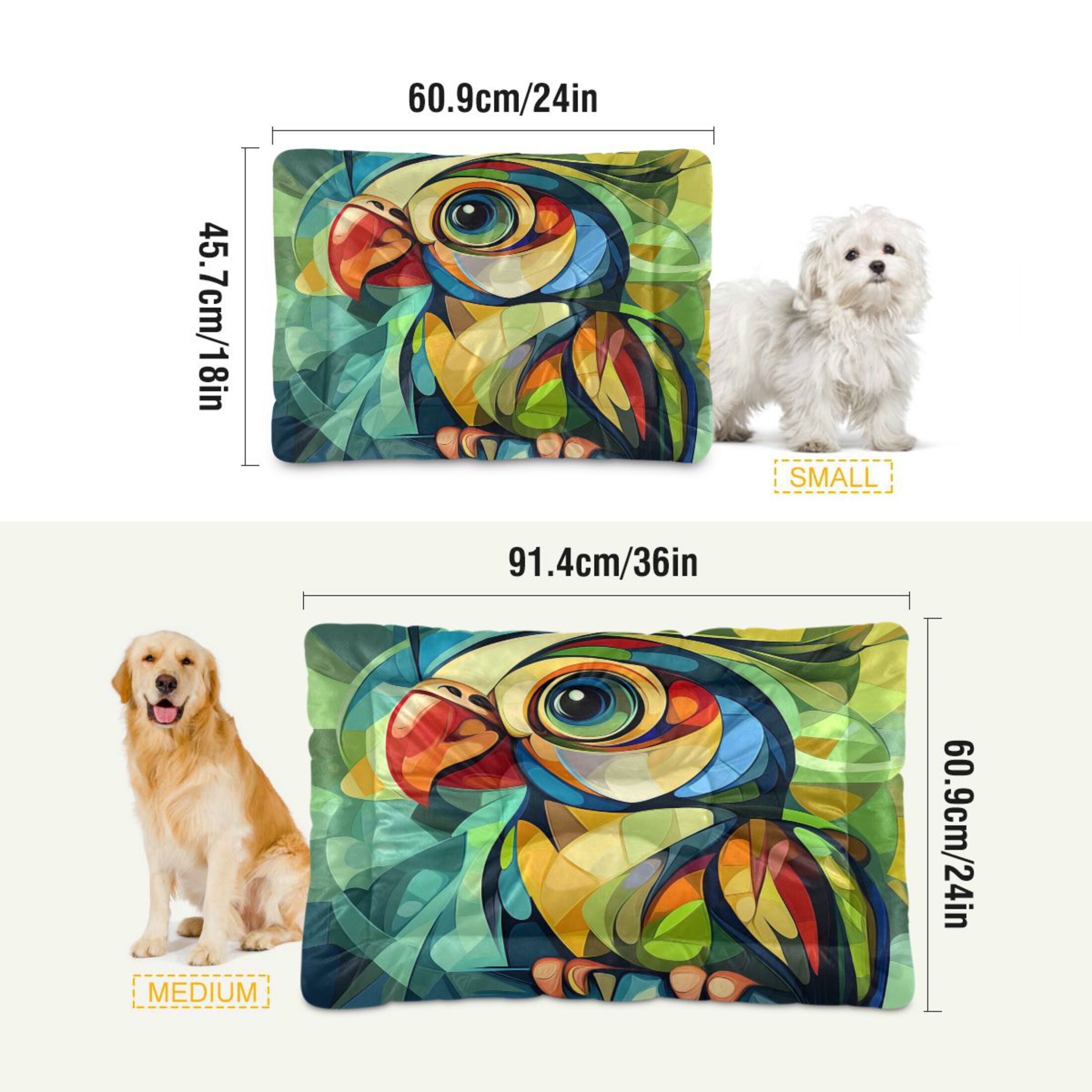 Qxltty Abstract Mini Parrot Ped Pad Wear-resistant and Hard to Bite Through Sleeping Pad for Small Medium Large Dogs Winter Pet Bed 36×24in