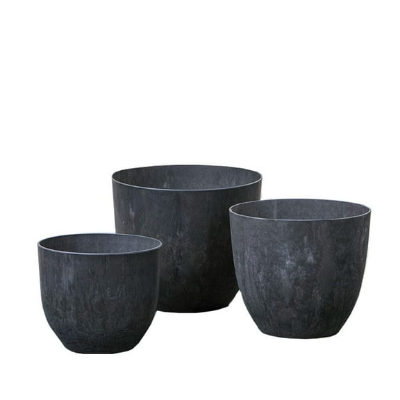 Root & Vessel Fiji Round Planters, Set of Three, Black