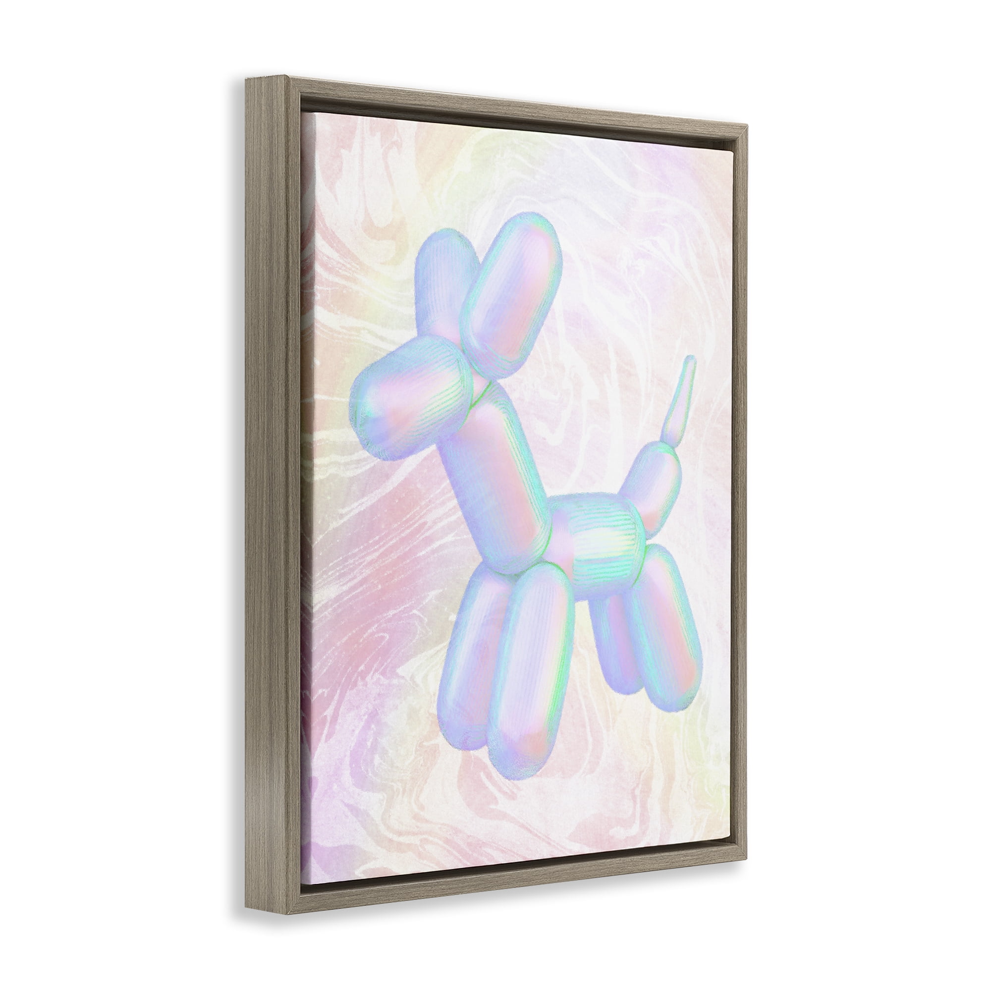 Stupell Industries Pastel Balloon Animal Abstract Painting Brown Floater Framed Canvas Art Print Wall Art, 17 x 21