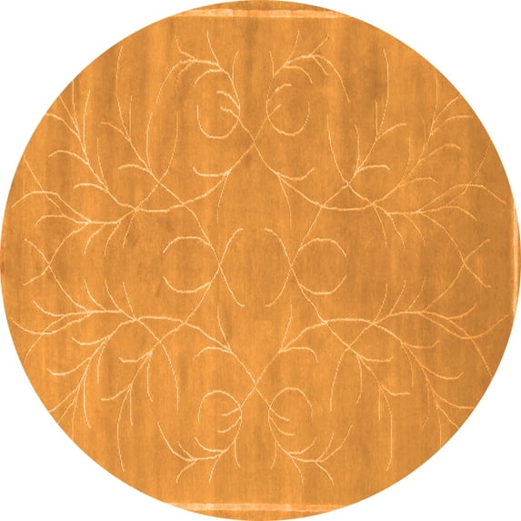 Ahgly Company Indoor Round Abstract Orange Contemporary Area Rugs, 7' Round