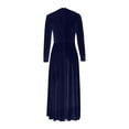 thumbnail image 7 of Mceream Women's Velvet Fit-and-Flare Maxi Dress, High Neck Puff Sleeve, Luxe Velvet, Wedding Guest, Evening, formal Events Navy S, 7 of 7