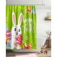 thumbnail image 4 of Easter Shower Curtain Bunny Easter Eggs Flower Shower Curtains for Bathroom Decor Green Bath Curtains Sets for Spring Easter Bathroom Decor Fabric Waterproof Standard 72" X 72", 4 of 6