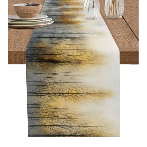 Ldtrchee Orange Black Tree Table Runner 36 Inches, Modern Ombre Abstract Art Bed Runner Dresser Scarves Tabletop for Indoor Outdoor Parties/Ceremony/Banquet, 13"x 36"