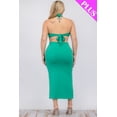 thumbnail image 3 of Curvy Halter Neck Double Tie Back Cut-out Split Thigh Midi Dress, 3 of 9
