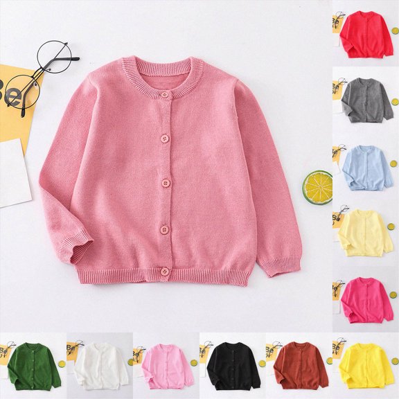 5-6 Years Child Girls Sweater Warm Knitted Cardigan Sweater Long Sleeve Hooded Sweatshirts School Hoodie Long Sleeve Hooded Sweatshirts Hot Pink Sports Hoodie