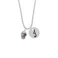 thumbnail image 2 of Delight Jewelry Silvertone Horse Head on Hatched Background Spinners Silvertone Script Initial Disc - J - Charm Necklace, 20"+3", 2 of 4