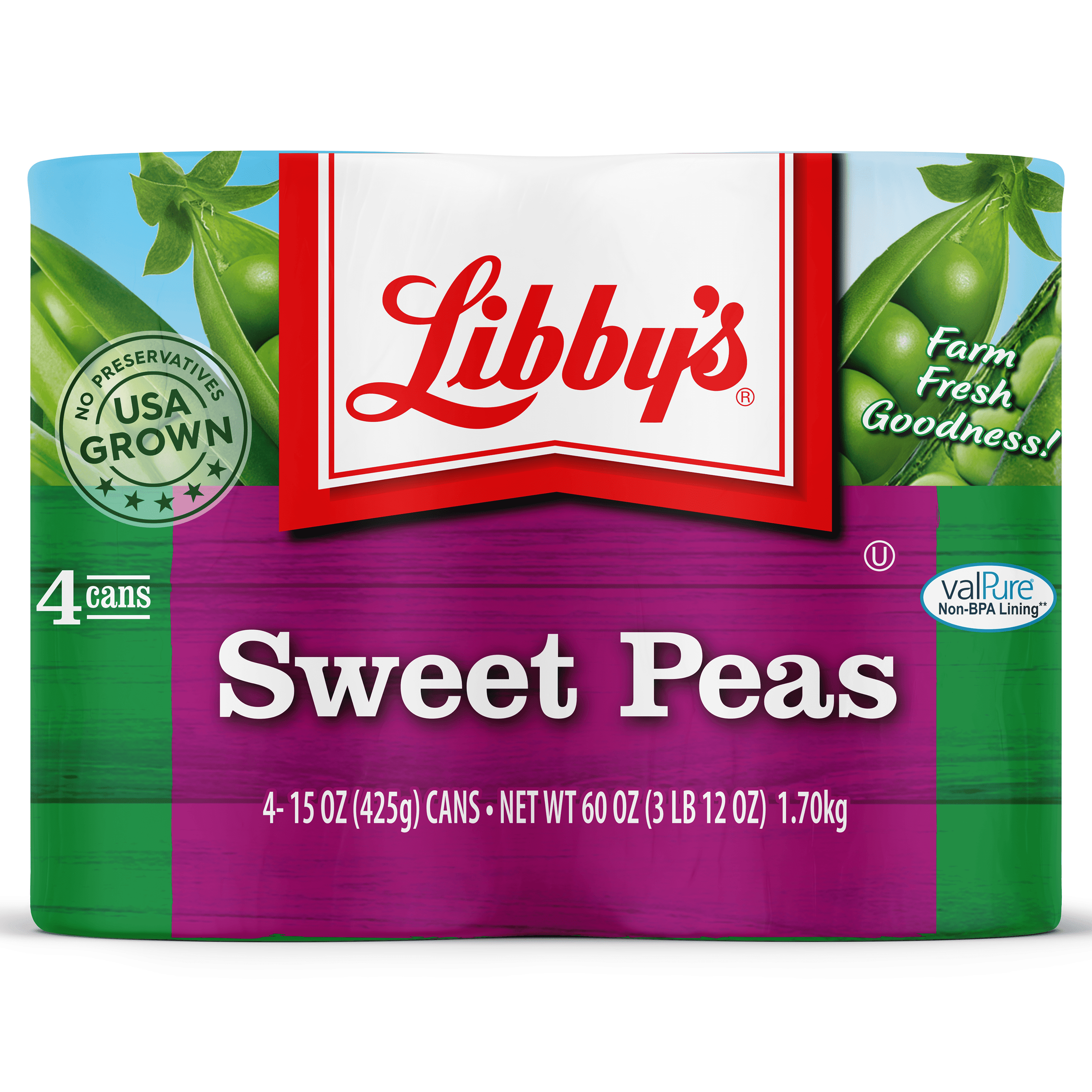(4 Cans) Libby's Canned Sweet Peas, 15 oz