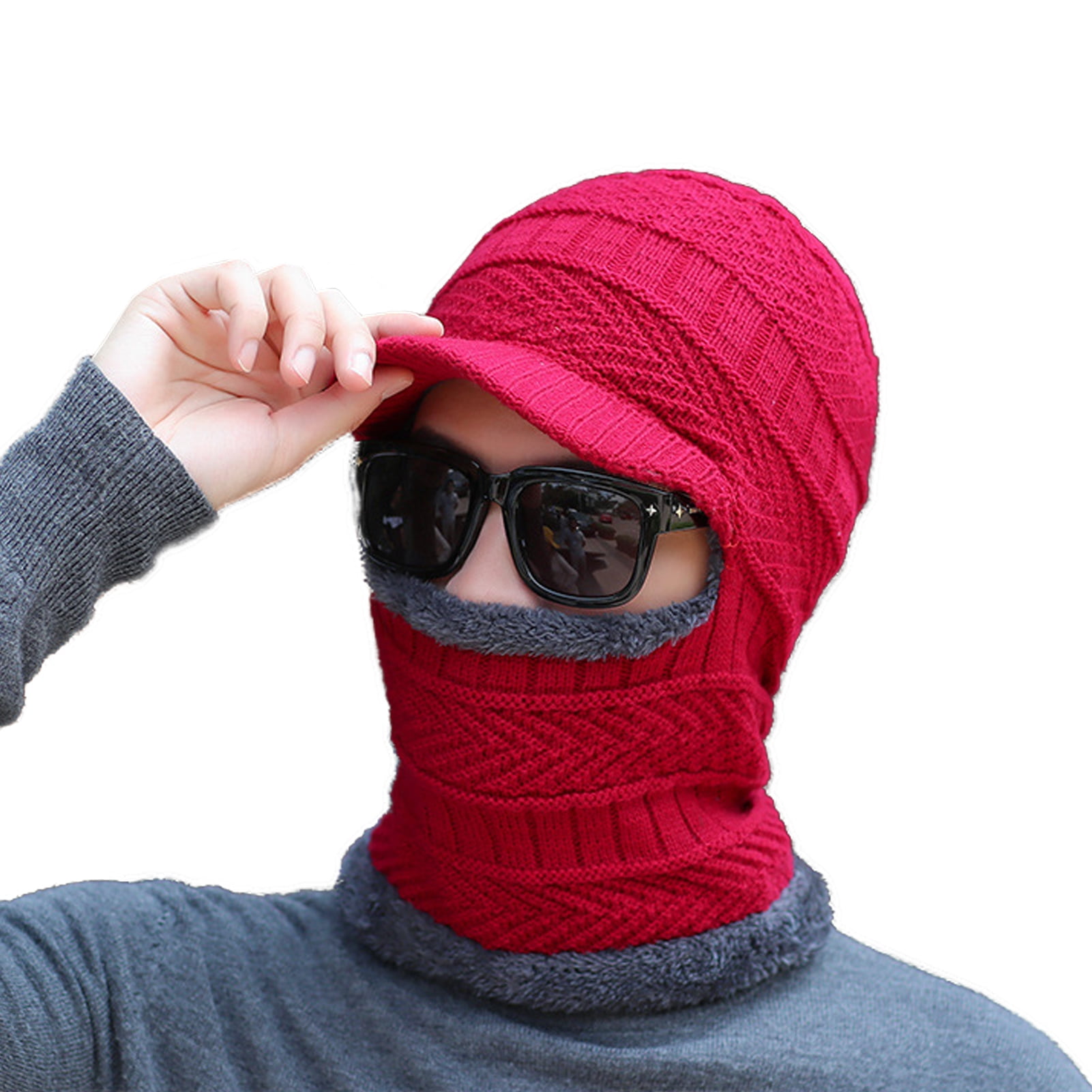 NUZYZ Men Women Winter Stretchy Knitted Hat Neck Gaiter Full Face Cover  Warm Balaclava
