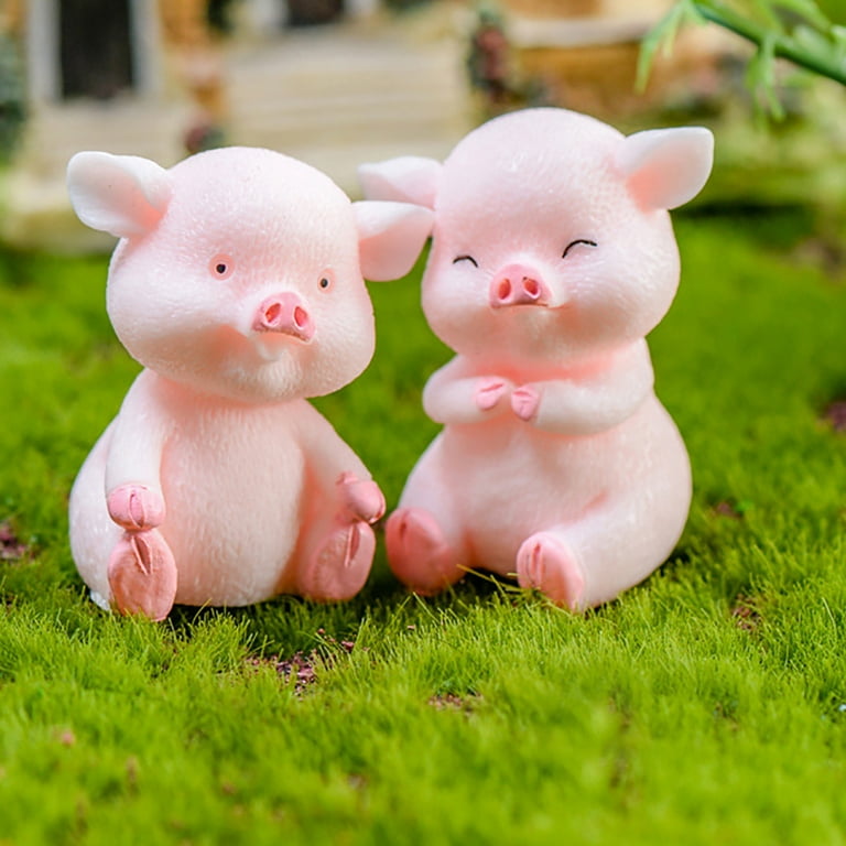 24pcs Luminous Pig Ornaments Car Keys Mini Resin Piggy Figures Ornament  Miniature Garden Pigs Figurines Resin Piggy Pig