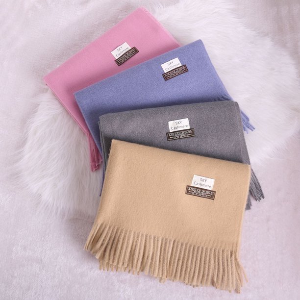 Bufanda de color sólido para mujer, chal de cachemira de imitación con borlas monocromáticas, cálida y gruesa para invierno