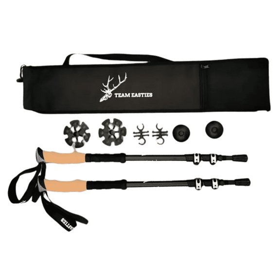 Team Easties SHOK Trekking Poles - Carbon/Aluminum Hybrid, Lightweight & Adjustable with Accessories Kit for Hiking, Backpacking, and Outdoor Adventures