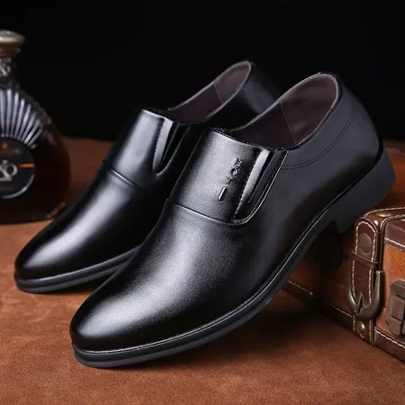

Men‘s Smooth Leather Slip On Shoes Flat Non-Slip Business Formal Shoes