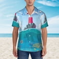 thumbnail image 2 of Pofeuu Lighthouse Sea Port Print Hawaiian Shirt for Men Sleeves Casual Button Down Summer Beach Dress Shirts T-Shirts,Small, 2 of 7