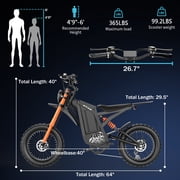 ASKGO GT16 Electric Dirt Bike for Adults,3000W Peak Electric Motorcycle 40MPH 48V 30A Battery,100Miles Electric Bike,16Tire Ebike,Dual Hydraulic Brakes E Mountain Bike,Full Suspension,UL2849