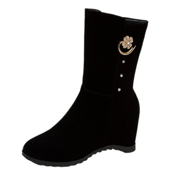 OAVQHLG3B Inner Height Women's Boots Winter Boots Wedge Heel Casual Short Boots Suede Small Boots