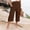Brown, variant on WRFWUL Womens Cotton Linen Pants Ruffle Elastic High Waist Cropped Capri Pants Beach Vacation Trousers