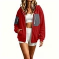 thumbnail image 5 of HomeDM Sweatshirt for Women Long Sleeve Full-Zip Hooded with Pocket Color Block Casual Outerwear, 5 of 8