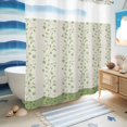 thumbnail image 5 of No Hook Shower Curtain, Green Floral Shower Curtains for Bathroom with See Through Top Window, Spring Flowers Waterproof & Washable Bath Curtain 66"x72", 5 of 9