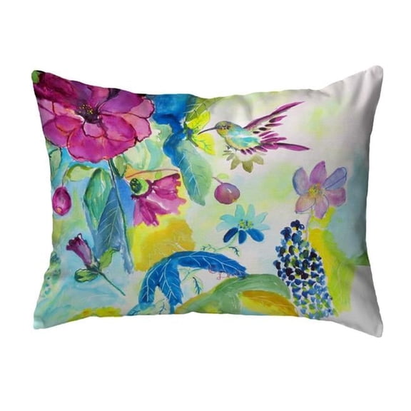 11 x 14 in. Hummingbird & Garden Non-Corded Indoor & Outdoor Pillow