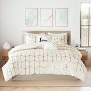 Intelligent Design Raina Metallic Printed Comforter Set in Ivory and Gold