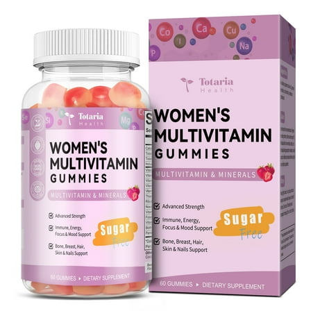 Totaria Sugar-Free Multivitamin Gummies for Women w/Inositol, Support Hair, Skin, Energy, Immune, 60 Gummies