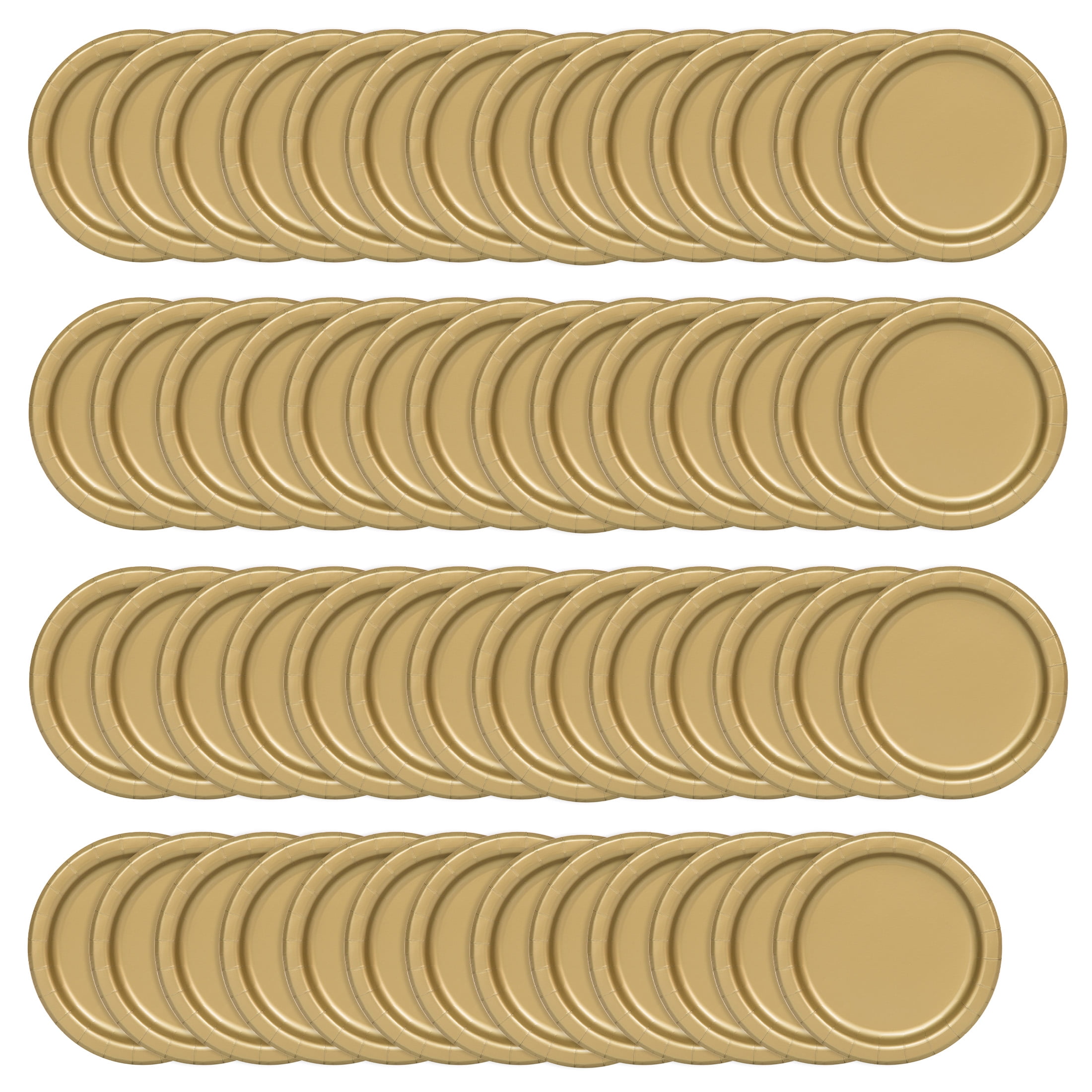 (4 pack) Disposable Paper Plates, 9", Gold, 55 Count, by Way To Celebrate