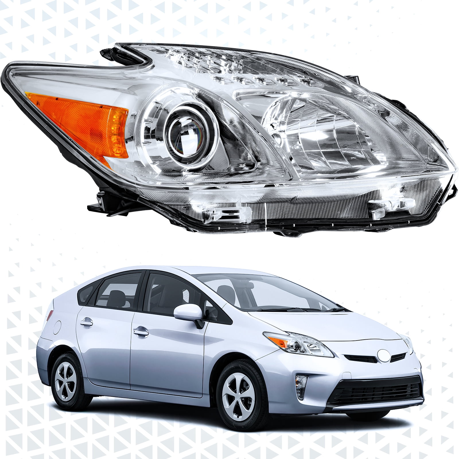 HOUGEET Headlight Fit for Toyota Prius 2012-2015 RH Lens Housing Halogen Right Passenger