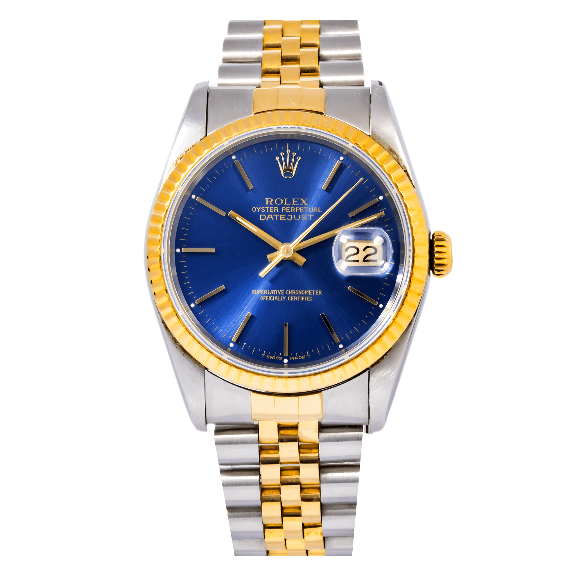 Pre-Owned ROLEX DATEJUST 16233 36MM BLUE DIAL WITH TWO TONE JUBILEE BRACELET