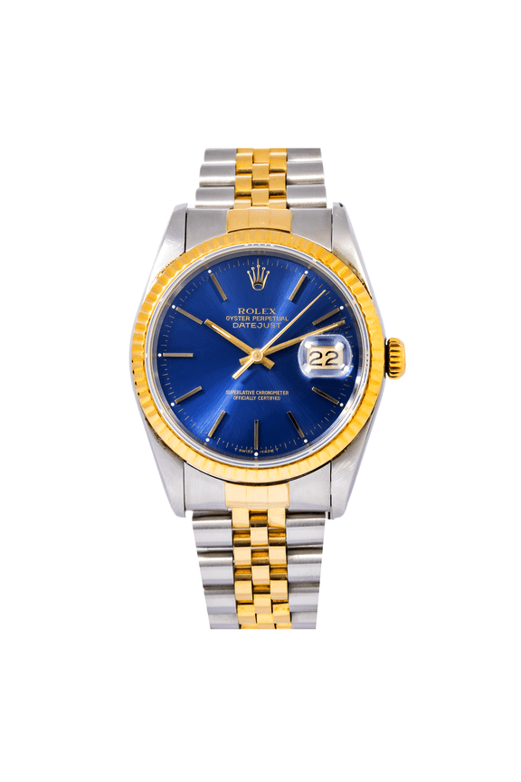 Pre-Owned ROLEX DATEJUST 16233 36MM BLUE DIAL WITH TWO TONE JUBILEE BRACELET