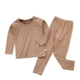 thumbnail image 1 of Minnieouse Ropa interior térmica para niños, cuello elástico, Otoño Invierno, hogar, oficina, escuela, Tops, ropa inferior, pantalón, traje Pijama Marrón 150cm, 1 of 6