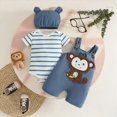 thumbnail image 2 of Kaprioy Baby Boy Outfit Toddler Boys Baby Boy Clothes Short Sleeved Cute Cartoon Romper + Shorts + Hat Overalls Suspender for Boys 3 Pcs, 2 of 5