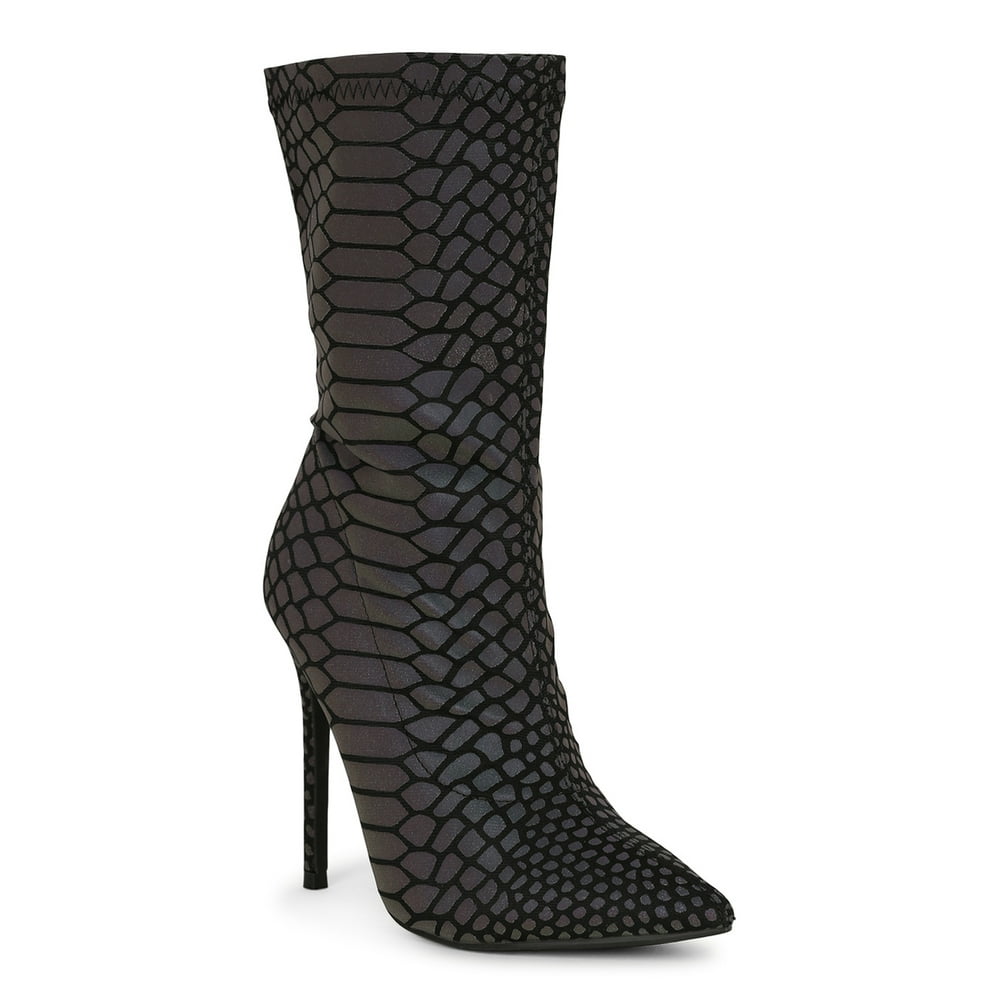 Pazzle - Women Embossed Pointy Toe Stiletto Ankle Boots 19639 - Walmart.com - Walmart.com