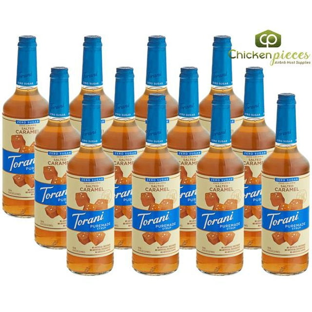 Torani Puremade Zero Sugar Salted Caramel Syrup – Clean-Label "Swalty" Indulgence, 750 mL (25.36 oz) Premium Glass Bottle