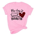 thumbnail image 4 of ICHUANYI Women's T-shirt Valentine's Day Letter Print Shirts Short Sleeve Crew Neck Tops Cloth New Trending, 4 of 5