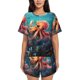 thumbnail image 1 of Fotbe Underwater Plant Octopus Conjunto de Pijama Estampado para Mujer, 2 Piezas, Ropa de Dormir con Camiseta de Manga Corta y Shorts Suaves-Large, 1 of 6