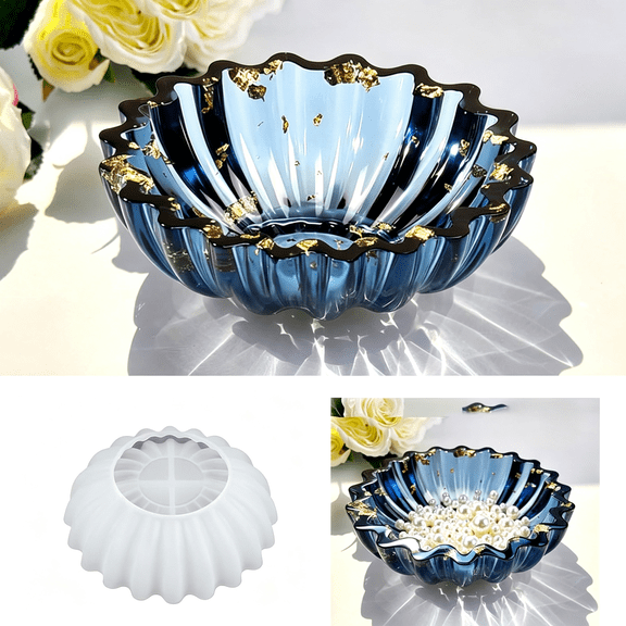 NORIZF Resin Molds for Bowl,5.24X1.65"Es Flower Tray Silicone Molds for Resin,Epoxy Resin Molds for Diy Jewelry Holder Trinket Container Box Candle Holder