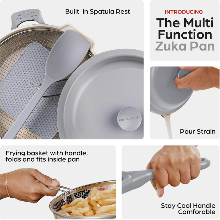 ZUKA Ceramic Pan by Granitestone 6 Pc Non Toxic Ceramic Deep