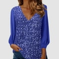 thumbnail image 2 of YDFCWXW Sequin Tops for Women Party Night Sexy V Neck Long Sleeve Shirts Shiny Blouses Glitter Cocktail Holiday Tops (Blue, L), 2 of 5
