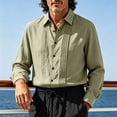 thumbnail image 6 of IhhxPro Men's Linen Button down Shirt Breathable Lightweight Fit Button-Up Pleated Dress Casual Summer Wedding Office Vacation Slim Long Sleeve Solid S-3XL, 6 of 9