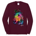 thumbnail image 2 of Wild Bobby, Neon Rainbow Horse Animal Lover Mens Long Sleeve Shirt, Maroon, X-Large, 2 of 3