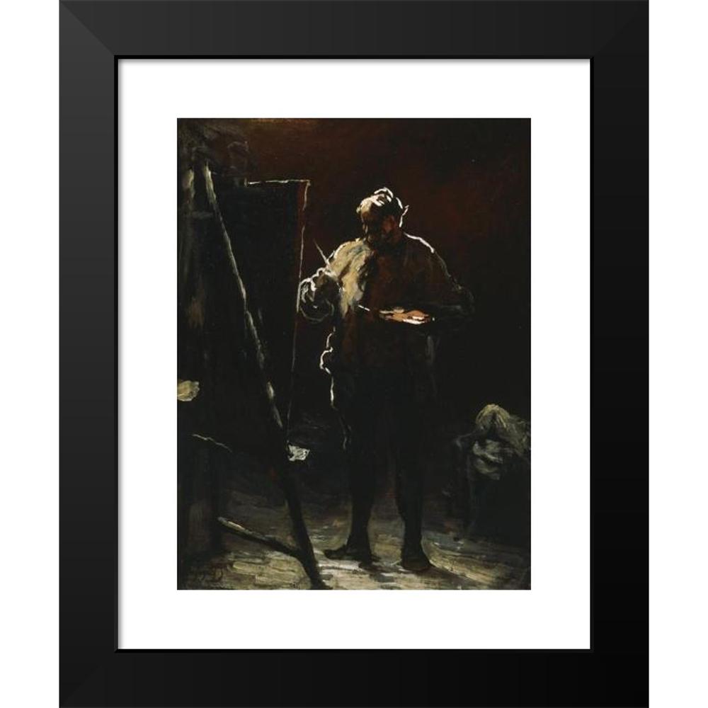 Honoré Daumier 15x18 Black Modern Framed Museum Art Print Titled - The Painter at His Easel