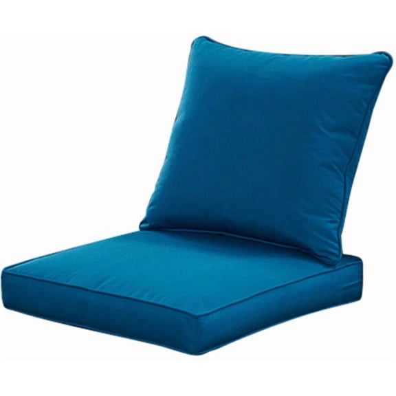 Outdoor/Indoor Deep Seat Cushions for Patio Furniture, All Weather Lawn Chair Cushion 24 x 24 inch 1 Set (Peacock Blue)