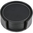 thumbnail image 1 of Posavasos de cuero con soporte (negro) (6 piezas), 1 of 5